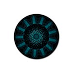 Ornament-district-turquoise Rubber Round Coaster (4 pack) Front