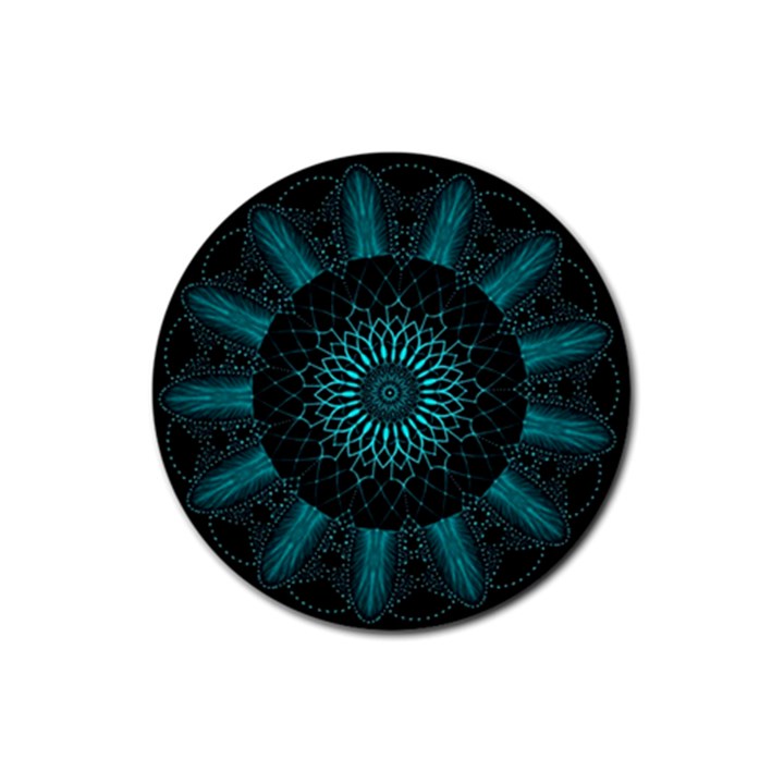 Ornament-district-turquoise Rubber Round Coaster (4 pack)