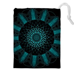 Ornament-district-turquoise Drawstring Pouch (5xl) by Bedest