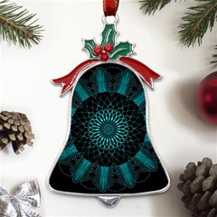 Ornament-district-turquoise Metal Holly Leaf Bell Ornament