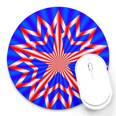 Star-explosion-burst-usa-red Round Mousepad by Bedest