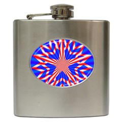 Star-explosion-burst-usa-red Hip Flask (6 Oz) by Bedest