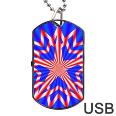 Star-explosion-burst-usa-red Dog Tag Usb Flash (two Sides) by Bedest