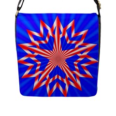 Star-explosion-burst-usa-red Flap Closure Messenger Bag (l) by Bedest