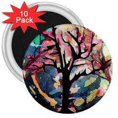 Tree-moon-night-sky-landscape 3  Magnets (10 Pack)  by Bedest