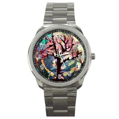 Tree-moon-night-sky-landscape Sport Metal Watch