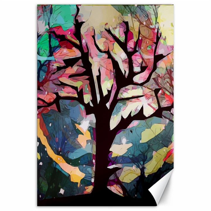 Tree-moon-night-sky-landscape Canvas 20  x 30 