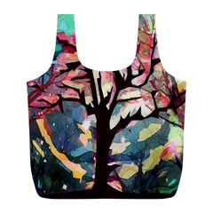 Tree-moon-night-sky-landscape Full Print Recycle Bag (l) by Bedest