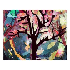 Tree-moon-night-sky-landscape Two Sides Premium Plush Fleece Blanket (large) by Bedest