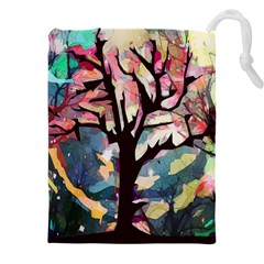 Tree-moon-night-sky-landscape Drawstring Pouch (5xl) by Bedest