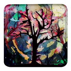 Tree-moon-night-sky-landscape Square Glass Fridge Magnet (4 Pack)