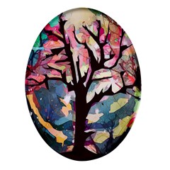 Tree-moon-night-sky-landscape Oval Glass Fridge Magnet (4 Pack)