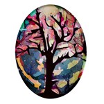 Tree-moon-night-sky-landscape Oval Glass Fridge Magnet (4 pack) Front