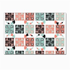 Mint Black Coral Heart Paisley Postcard 4 x 6  (pkg Of 10)