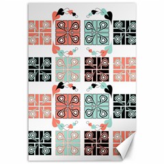 Mint Black Coral Heart Paisley Canvas 12  X 18  by Bedest