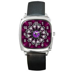 Kaleidoscope-round-circle-geometry Square Metal Watch by Bedest