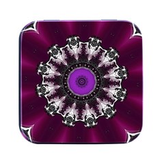 Kaleidoscope-round-circle-geometry Square Metal Box (black) by Bedest