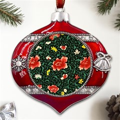 Background Vintage Japanese Design Metal Snowflake And Bell Red Ornament by Bedest