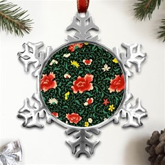 Background Vintage Japanese Design Metal Small Snowflake Ornament by Bedest