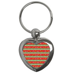 Christmas-papers-red-and-green Key Chain (heart) by Bedest