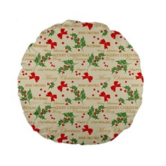 Christmas-paper-scrapbooking-- Standard 15  Premium Flano Round Cushions by Bedest