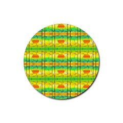 Birds-beach-sun-abstract-pattern Rubber Coaster (round)