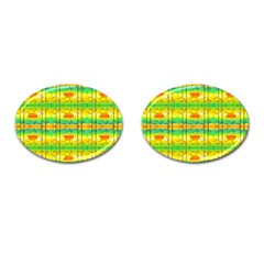 Birds-beach-sun-abstract-pattern Cufflinks (oval) by Bedest