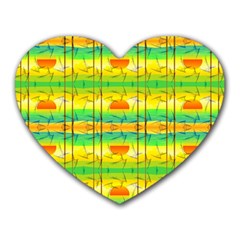 Birds-beach-sun-abstract-pattern Heart Mousepad by Bedest