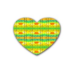 Birds-beach-sun-abstract-pattern Rubber Coaster (heart) by Bedest