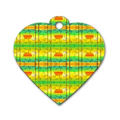 Birds-beach-sun-abstract-pattern Dog Tag Heart (two Sides) by Bedest