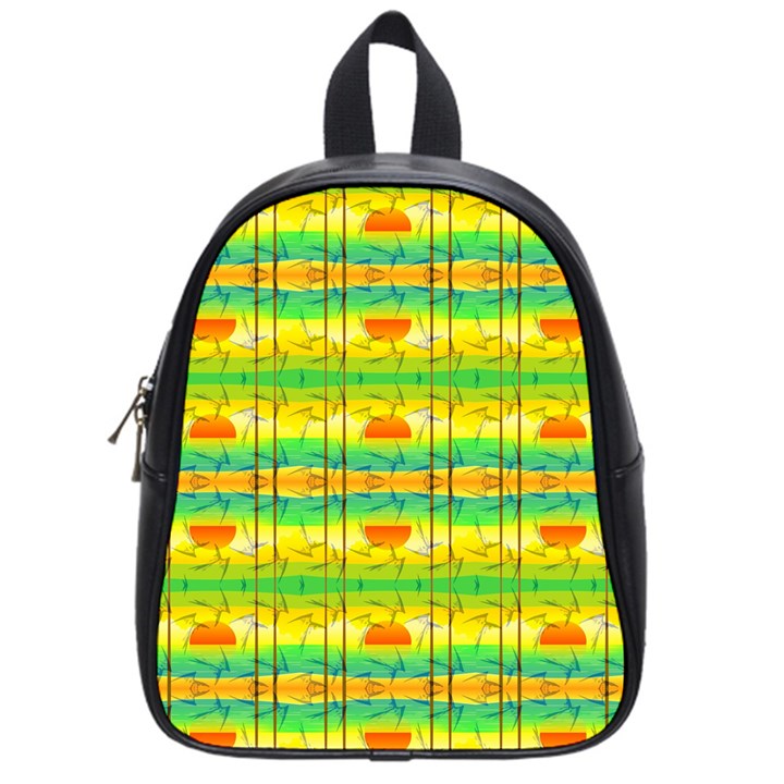 Birds-beach-sun-abstract-pattern School Bag (Small)