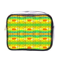 Birds-beach-sun-abstract-pattern Mini Toiletries Bag (one Side) by Bedest