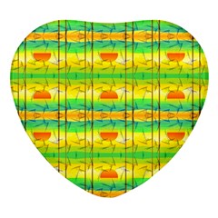 Birds-beach-sun-abstract-pattern Heart Glass Fridge Magnet (4 Pack) by Bedest