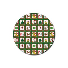 Christmas-paper-christmas-pattern Rubber Coaster (round) by Bedest