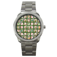 Christmas-paper-christmas-pattern Sport Metal Watch by Bedest