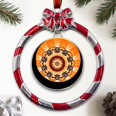 Abstract-kaleidoscope-colorful Metal Red Ribbon Round Ornament