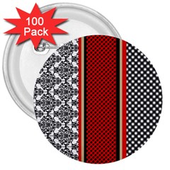 Background-damask-red-black 3  Buttons (100 Pack)  by Bedest