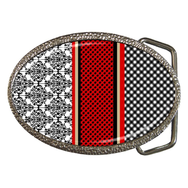 Background-damask-red-black Belt Buckles