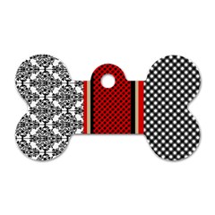 Background-damask-red-black Dog Tag Bone (one Side) by Bedest