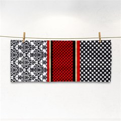 Background-damask-red-black Hand Towel by Bedest