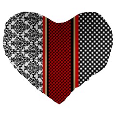 Background-damask-red-black Large 19  Premium Flano Heart Shape Cushions by Bedest