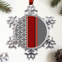 Background-damask-red-black Metal Large Snowflake Ornament