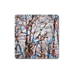 Forest-abstract-artwork-colorful Square Magnet by Bedest