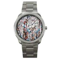 Forest-abstract-artwork-colorful Sport Metal Watch by Bedest