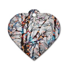 Forest-abstract-artwork-colorful Dog Tag Heart (two Sides) by Bedest