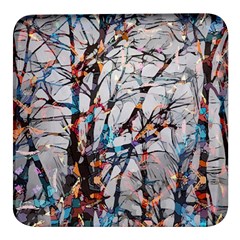 Forest-abstract-artwork-colorful Square Glass Fridge Magnet (4 Pack)