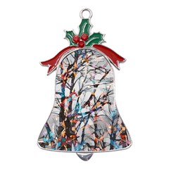 Forest-abstract-artwork-colorful Metal Holly Leaf Bell Ornament by Bedest