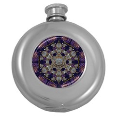 Flowers Of Diamonds In Harmony And Structures Of Love Round Hip Flask (5 Oz) by pepitasart