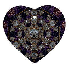 Flowers Of Diamonds In Harmony And Structures Of Love Heart Ornament (two Sides) by pepitasart