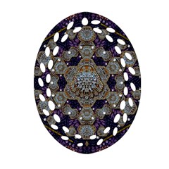 Flowers Of Diamonds In Harmony And Structures Of Love Oval Filigree Ornament (two Sides) by pepitasart